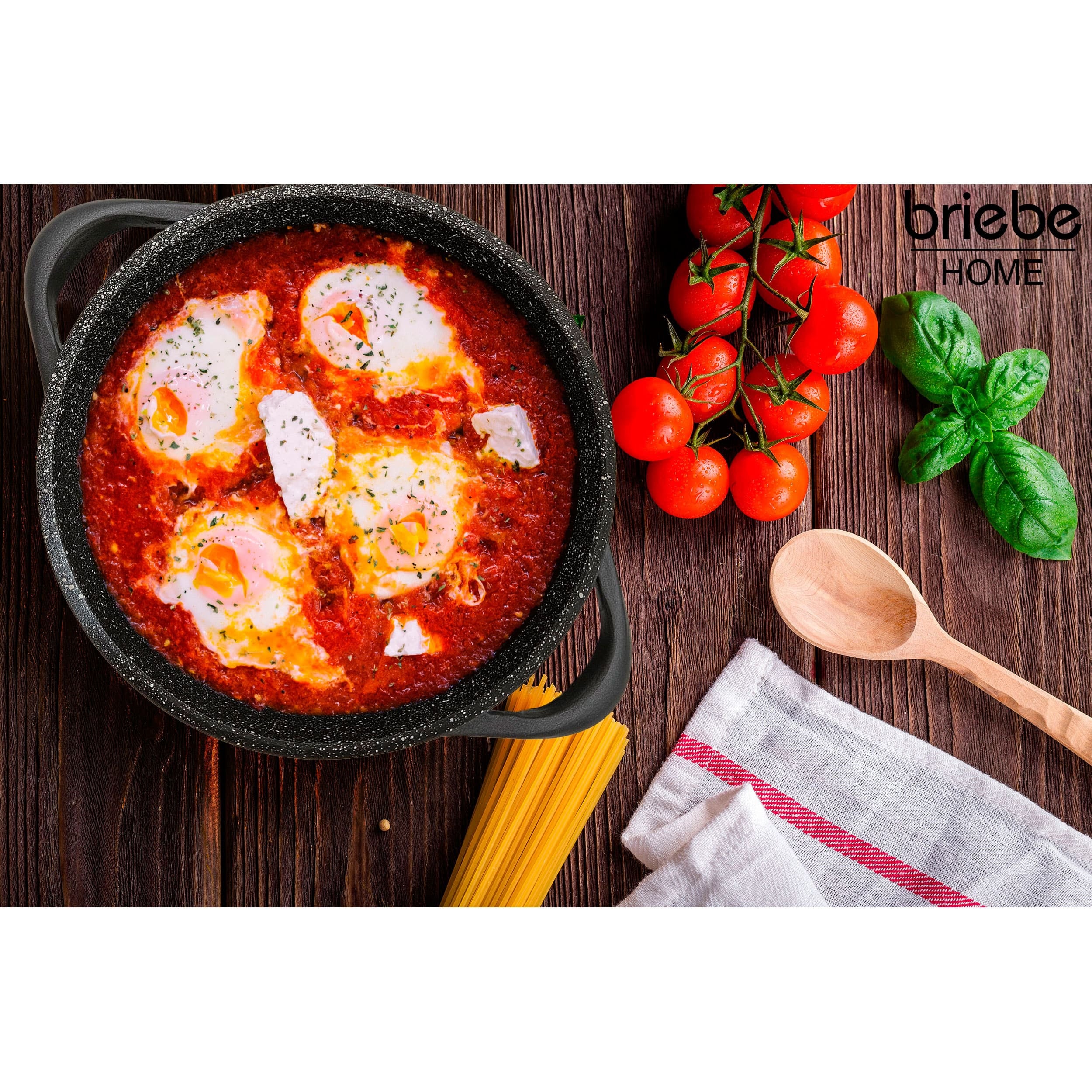 Batterie de Cuisine Induction 8 Pièces Aluminium Fonte 4 Casseroles 4 Couvercles  Noir MGK12S Briebe