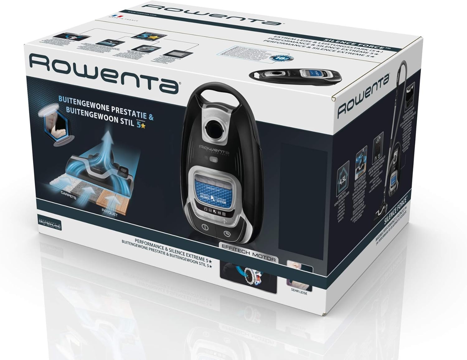 Rowenta Silence Force Aspirateur avec Sac Silencieux, Performant, Capacité 4,5 L & Lot de 4 Sacs Hygiène+, Compatibles avec Les aspirateurs traineau Compact Power, Power XXL
