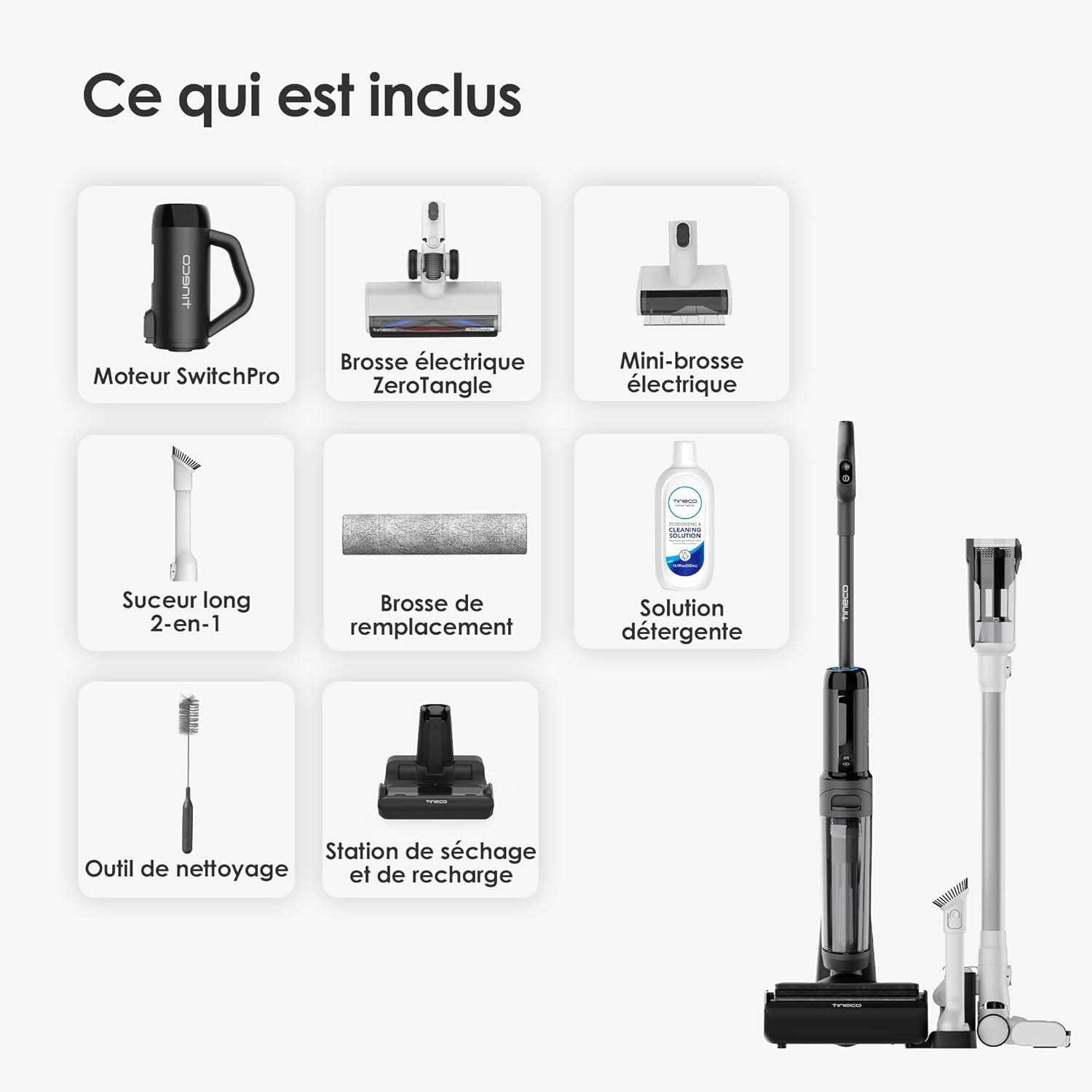 Tineco Floor One Stretch S6 Aspirateur Eau et Poussière Laveur de Sols, Conception Plate à 180°, Hauteur compacte de 13 cm, Auto-Nettoyage Flashdry à 70℃ en 5 Min, Nettoyage des Bords sur Trois Faces