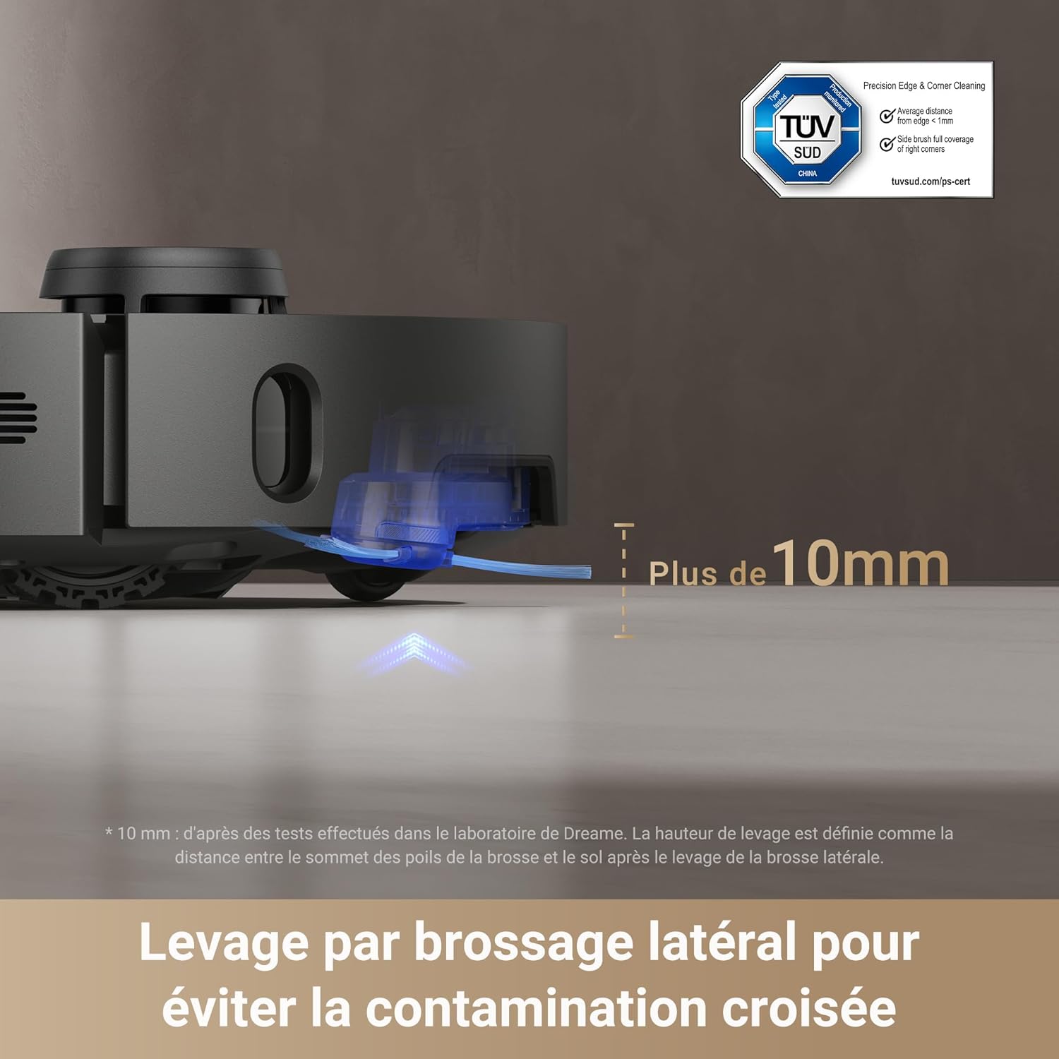 DREAME X40 Ultra Complete Robot Aspirateur avec Serpillière amovible et relevable, Brosse latérale surélevée,12 000 Pa,Serpillière et la Plaque de lavage avec de l'eau chaude à 70 C,Brosses relevables
