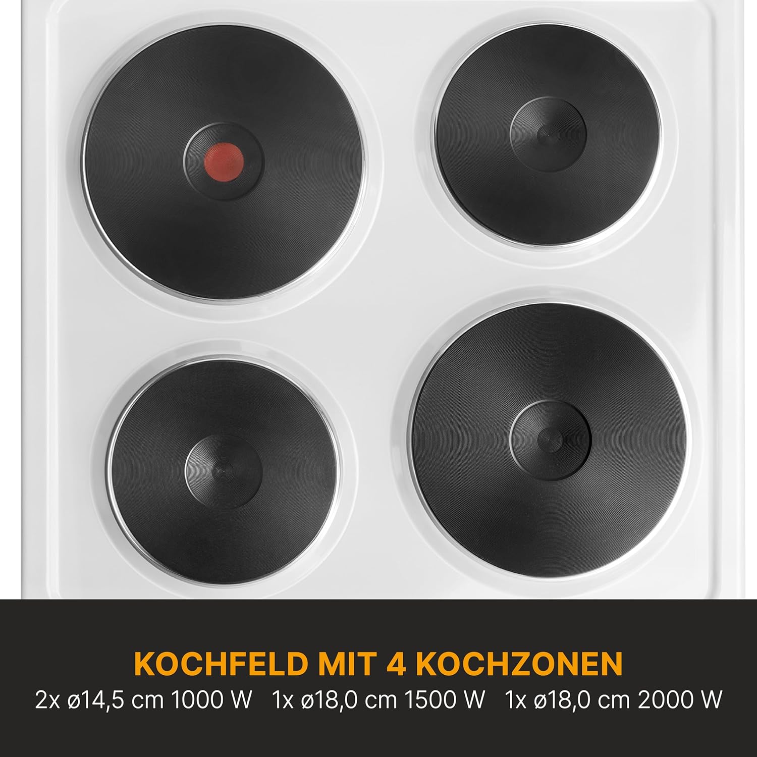 Boman, Cuisinière Electrique 4 plaques et four de 48L, Largeur 50 cm, cuisine avec plaque couvre-feu, allumage manuel, 4 foyers avec commandes, Energie A