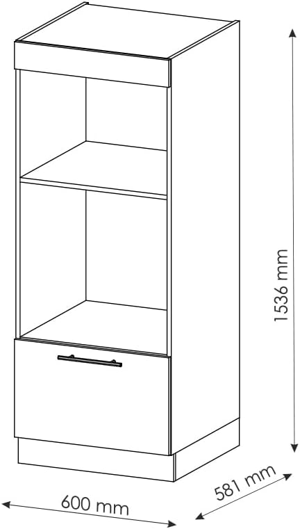 Vicco Meuble pour Four Fame-Line, Blanc Haute Brillance/Blanc, 60 cm avec étagères Ouvertes