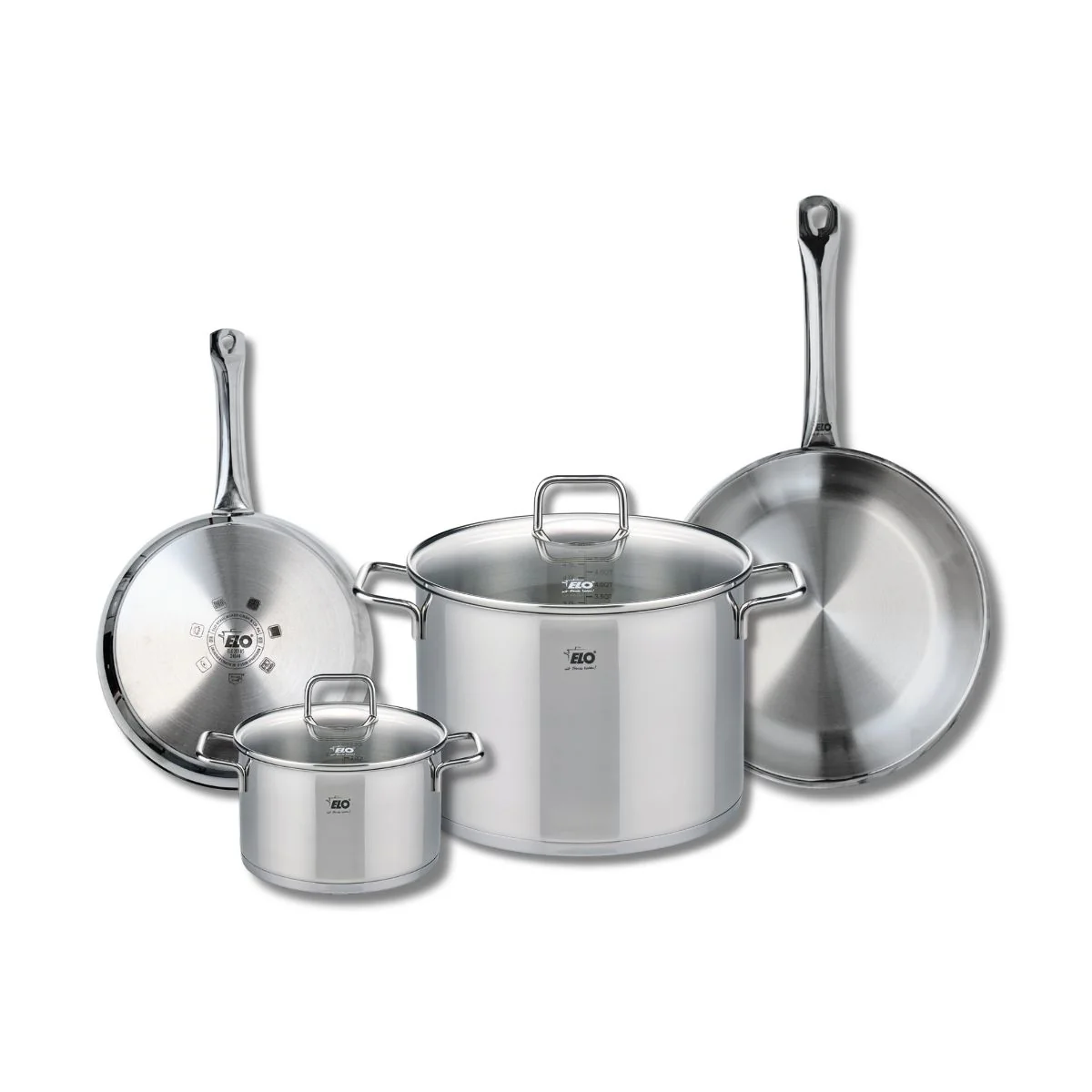 Set de 2 Poêles de cuisson 24 et 28 cm et 2 faitouts 16 et 26 cm Elo Profi Citrin Elo
