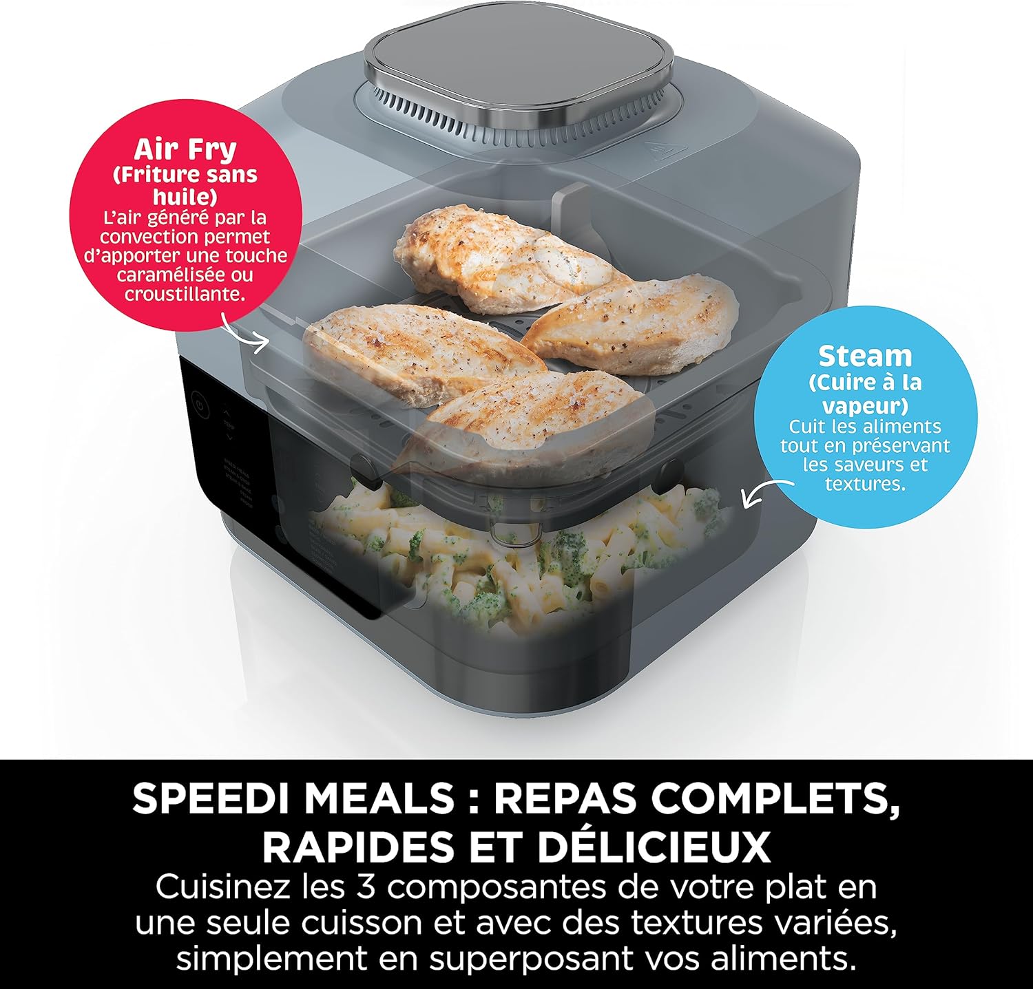 Ninja Combi 12-en-1 Multicuiseur, Four, Autocuiseur et Friteuse sans huile, 12 Fonctions de Cuisson, Repas de Taille Familiale en 15 Minutes, avec Plateau de Cuisson, Guide de Recettes, Gris, SFP700EU