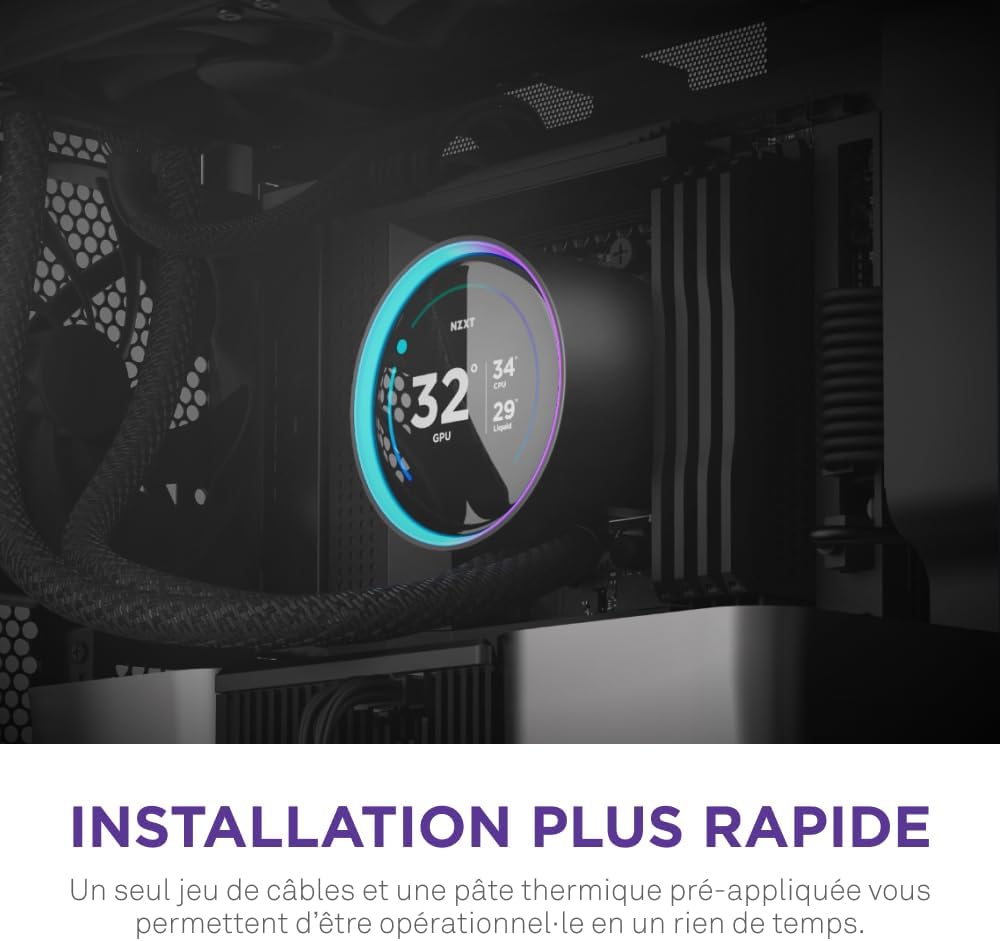 NZXT Kraken Elite 280 RGB - Refroidisseur de liquide CPU AIO - Radiateur 280mm - Ventilateur F280 RGB - IPS LCD 2,72 personnalisable - Turbine Pump - LGA 1700 1200 115X 1851 / AM5 AM4 - Noir
