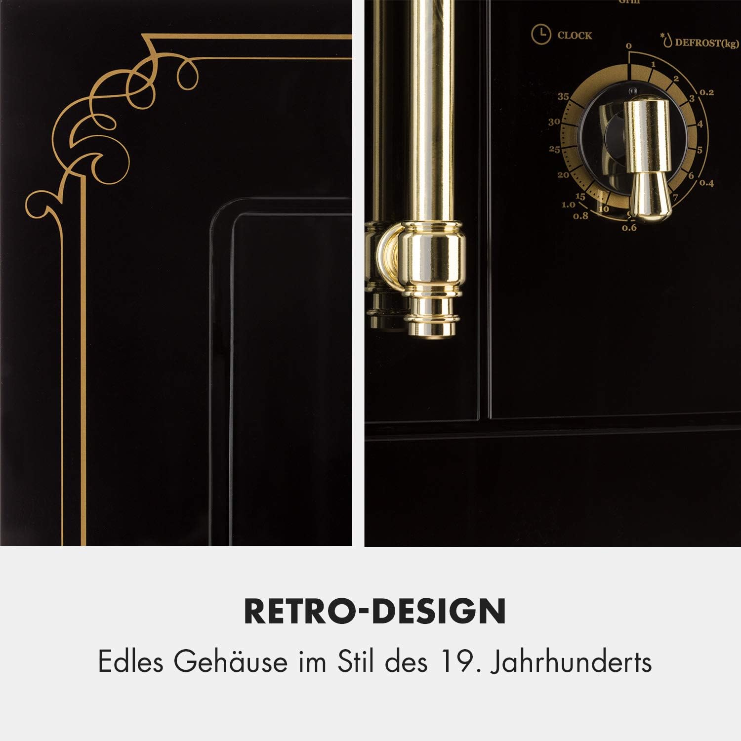 Klarstein Victoria 20 - micro-ondes encastrable, design rétro, 20L, micro-ondes 800W / puissance de gril 1000W, 3 fonctions grill/micro-ondes, acier inoxydable, cadre de montage, ivoire