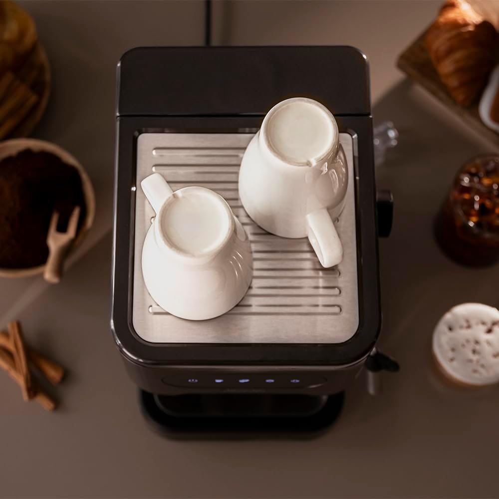 Cecotec Machine à café Express Power Espresso 20 Barista Cream. 2 Thermoblocks, 20Bars, Manomètre, Mode Auto pour 1 et 2 Café(s), Buse vapeur Orientable, Conduit pour Infusions, 2900W.