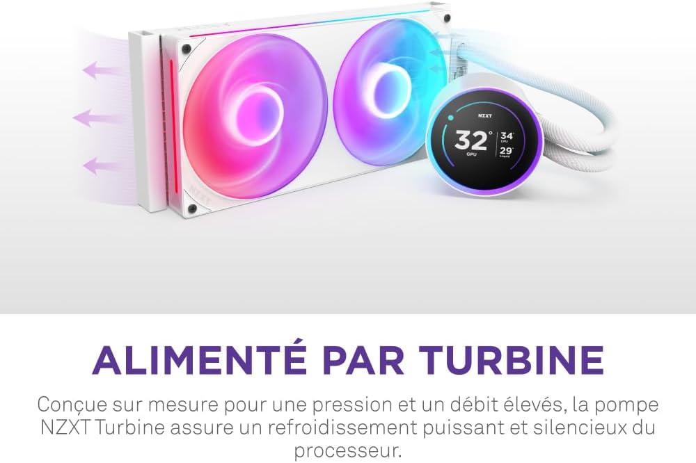 NZXT Kraken Elite 280 RGB - Refroidisseur de liquide CPU AIO - Radiateur 280mm - Ventilateur F280 RGB - IPS LCD 2,72 personnalisable - Turbine Pump - LGA 1700 1200 115X 1851 / AM5 AM4 - Noir