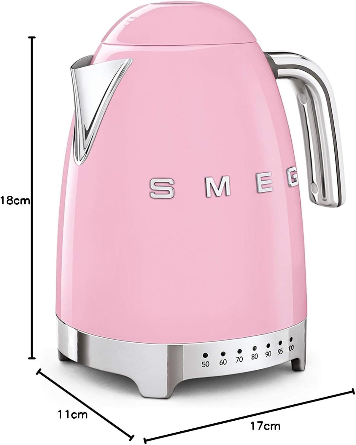Smeg, Bouilloire à Température Variable KLF04BLEU 1,7 L, Plusieurs Température, Filtre Anticalcaire Lavable, Arrêt Automatique de Sécurité, Indicateur de Niveau d'Eau, Range Câble, 2400W, Noir