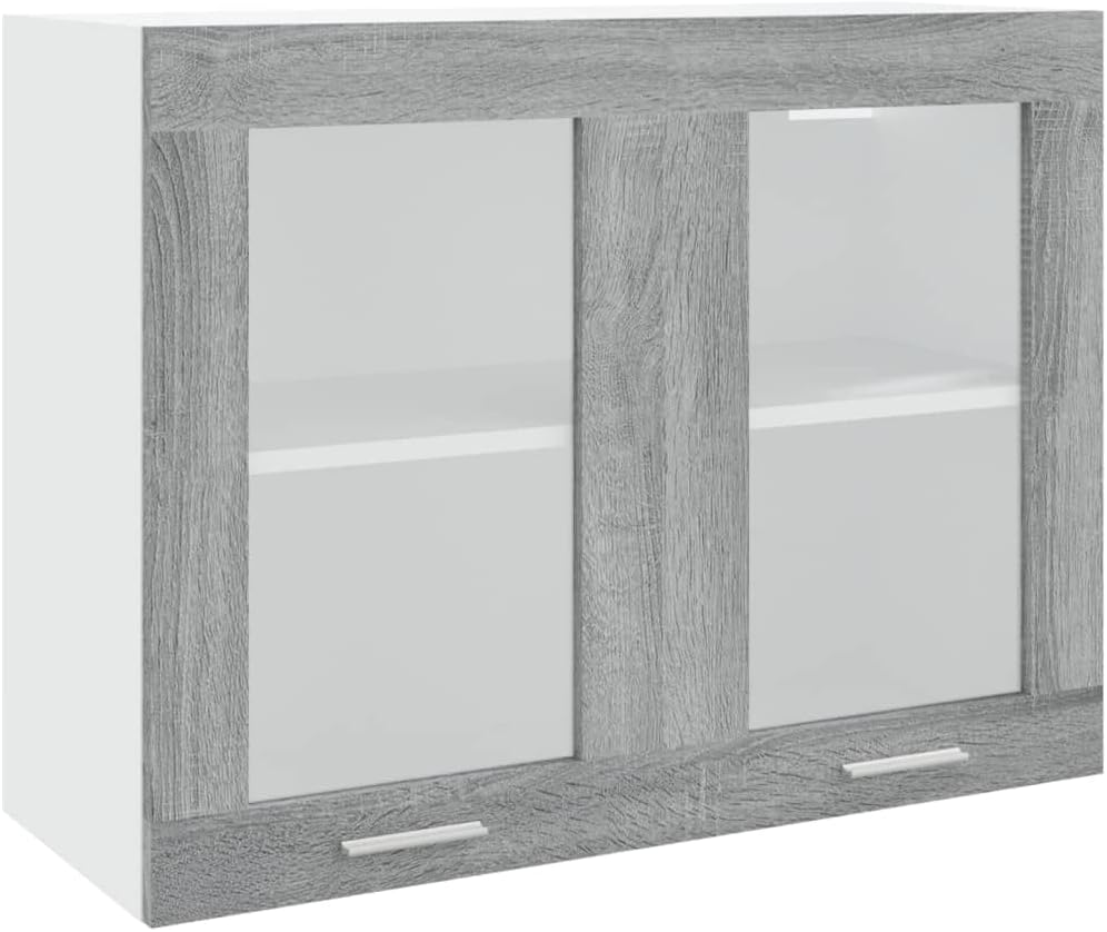 vidaXL Armoire à Micro-Ondes Placard Armoire de Rangement Meubles de Cuisine avec 4 Etagères Intérieur Maison Gris Béton 60x57x207 cm Aggloméré