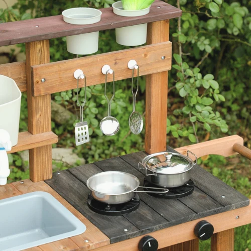 Cuisine d'Extérieur Montessori en Bois avec Accessoires – Aire de Jeux durable pour enfants