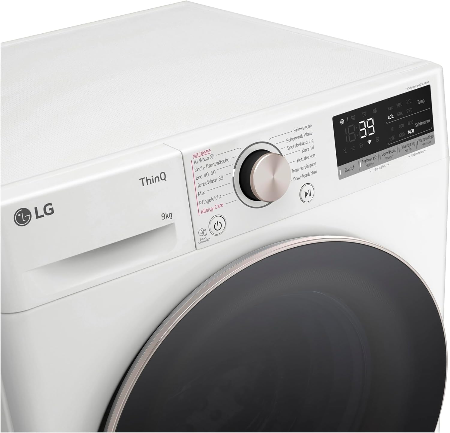 LG F4WV7080, Klasse A, Frontlader-Waschmaschine 8 kg, 1400 U/Min, AI Direct Drive, Wi-Fi, Tiefenreinigung mit Dampf, Groe Kapazitt, TRIPLE A, Auentür aus Sicherheitsglas, 62 x 60 x 85 cm  Wei