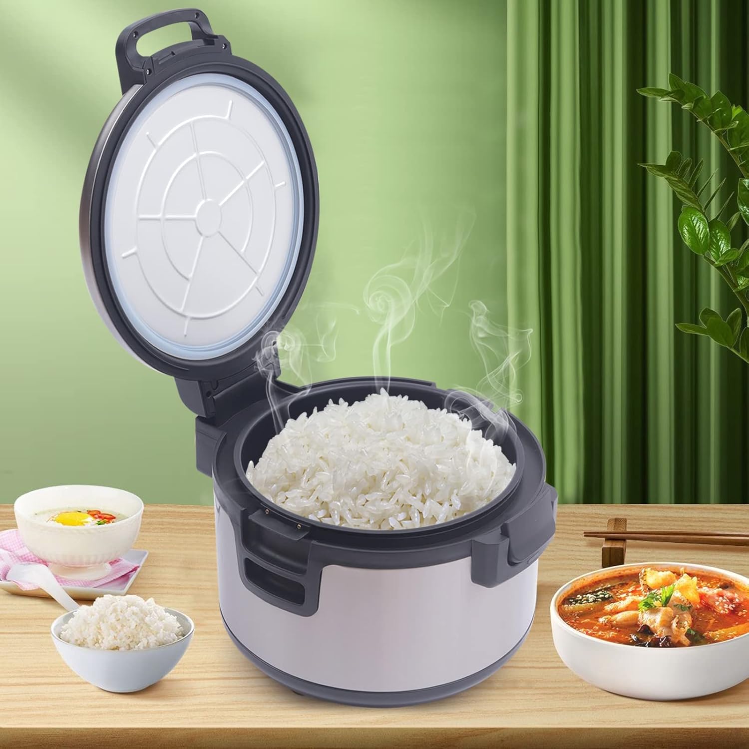 Chauffe-riz 19 l - Isolation efficace - Avec cuillère à riz - Pot intérieur antiadhésif - Double réglage de la température - Économie d'énergie - Maintien au chaud - 100 W 220 V