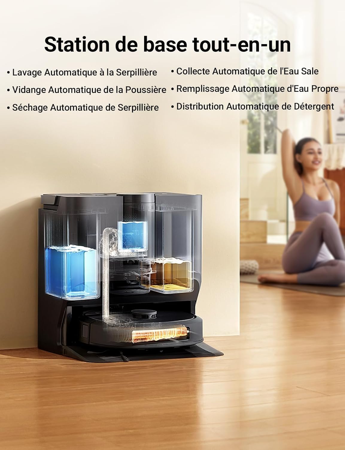 EUREKA J15 Pro Ultra Aspirateur Robot,Robot Aspirateur Laveur 16200 Pa,Nettoyage des Bords,Brosse Anti Enchevêtrement,Lavage de Serpillière à l'eau Chaude 75℃,Base autonettoyante