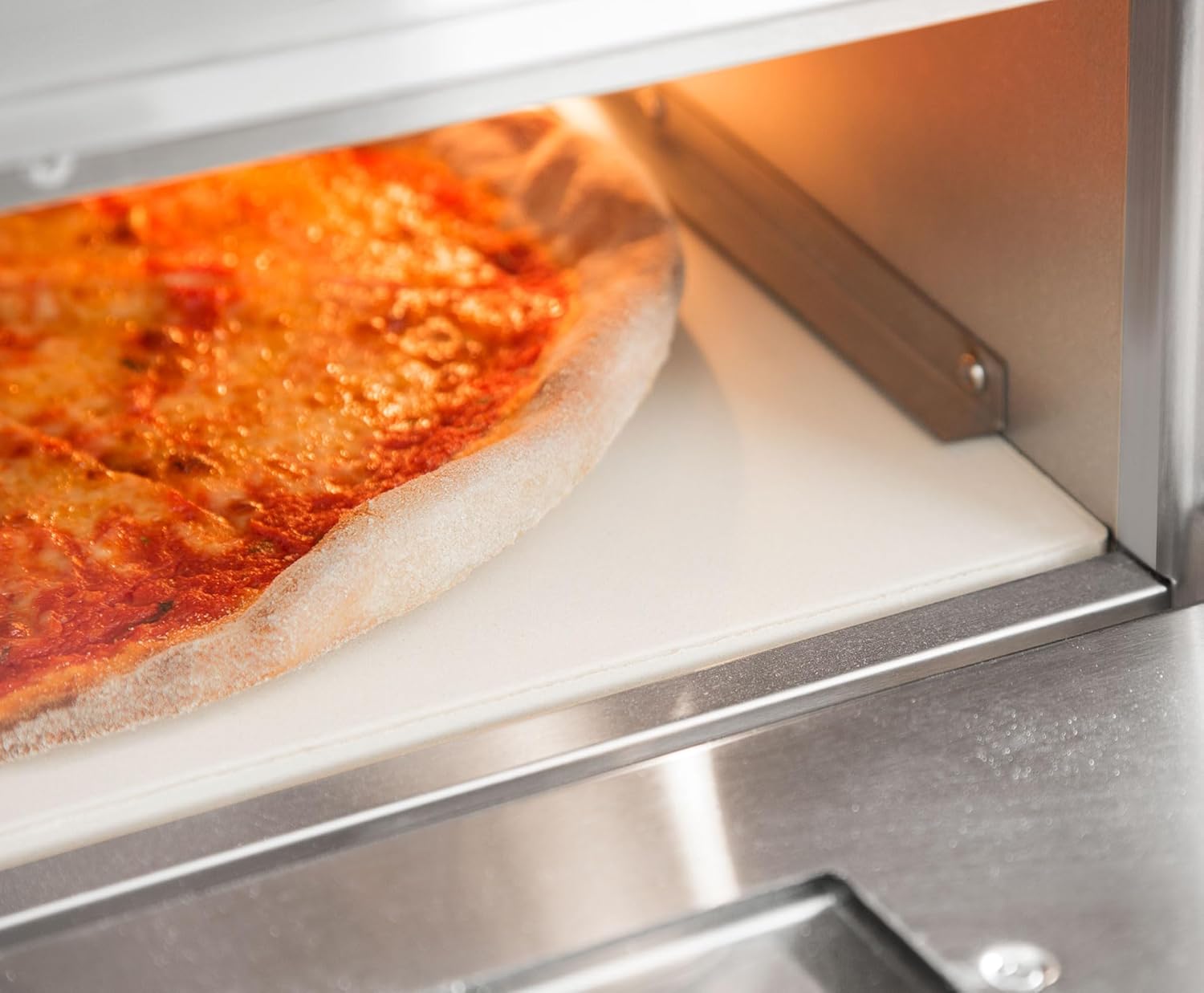 VERTES Four à Pizza électrique, Deux Etages, 3000W, Pierre réfractaire four, Chaleur de voûte et de Sole réglable indépendamment jusqu'à 350°C, Fonction minuterie, four double cavité, Acier INOX
