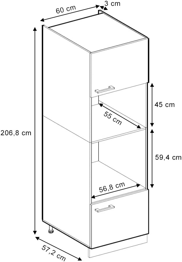 Vicco Armoire Micro-Ondes R-Line, Blanc Campagne/Blanc, 60 cm