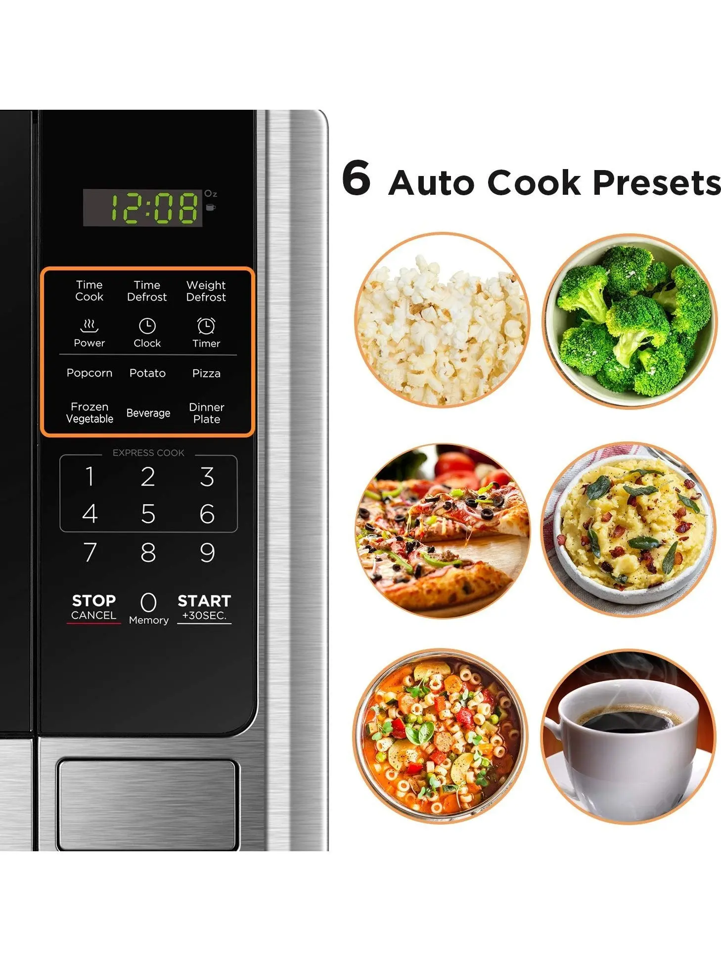 BLACK+DECKER Digital Microwave Oven with Turntable Push-Button Door, Child Safety Lock, Stainless Steel, 0.9 Cu Ft