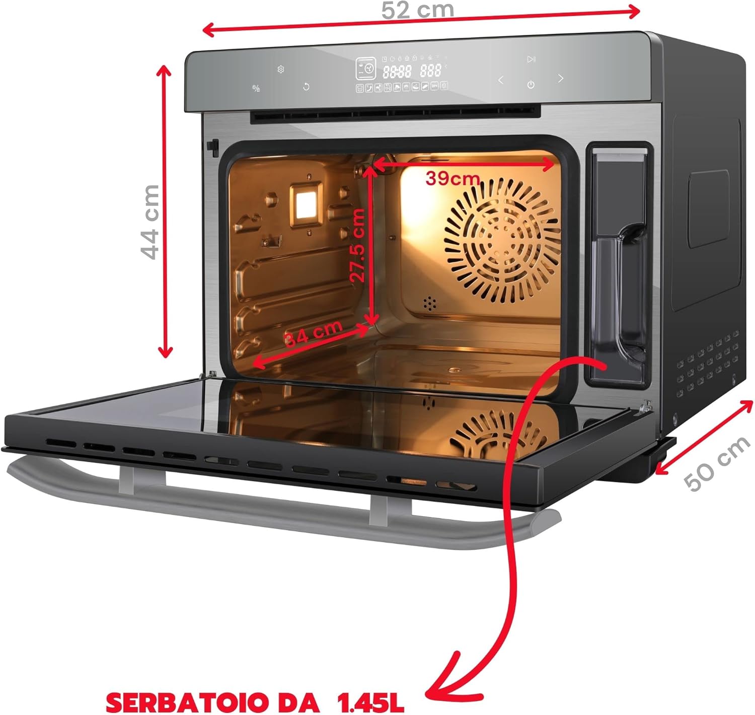 ARDES - AR6440VD Four électrique ventilé Capacité de 31 litres avec lumière interne 9 fonctions de cuisson minuterie double vitrage avec accessoires MIST 400, Noir