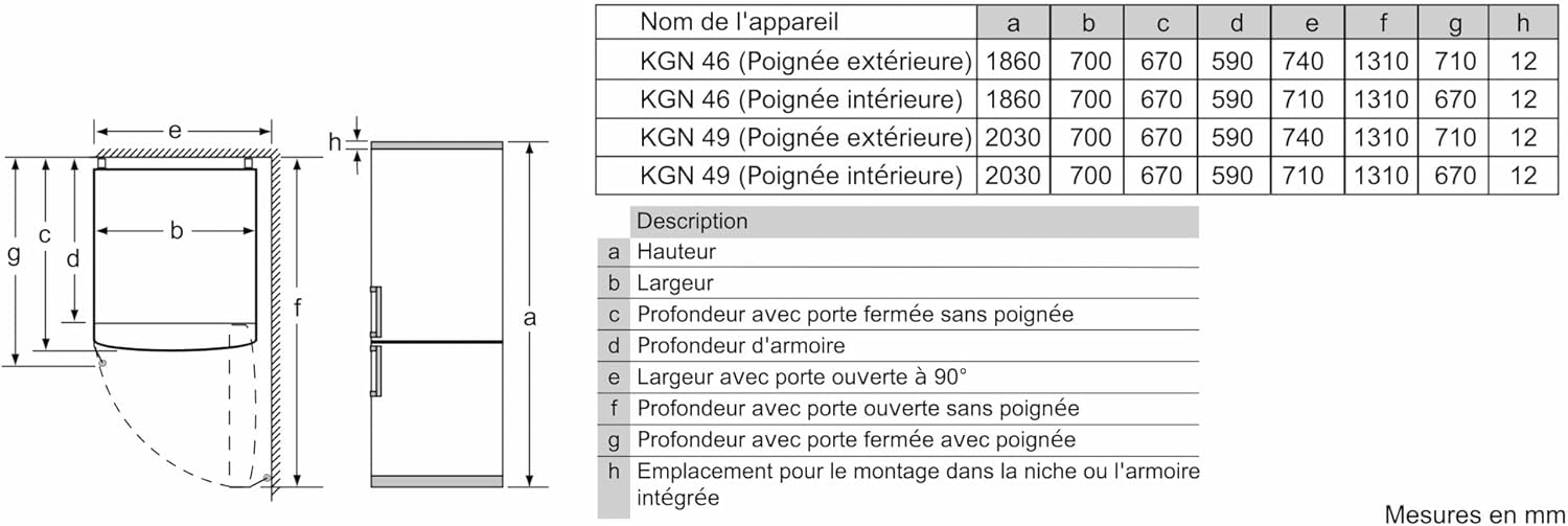 Bosch KGN49XLEA Série 4 - Réfrigérateur Combiné pose-libre - 438 L - 203 x 70 (H x L) - Inox