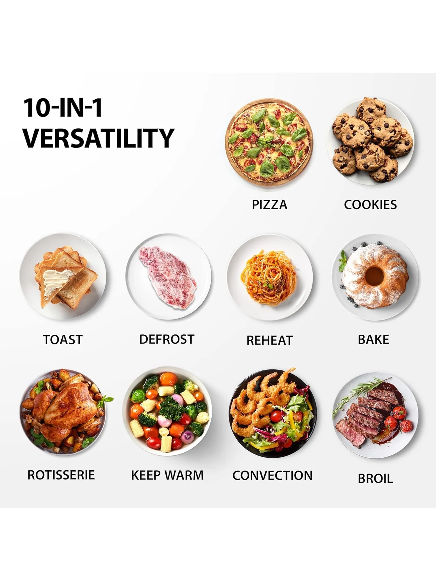 TOSHIBA AC25CEW-BS Large 6-Slice Convection Toaster Oven Countertop, 10-In-One with Toast, Pizza and Rotisserie, 1500W, Black Stainless Steel, Includes 6 Accessories