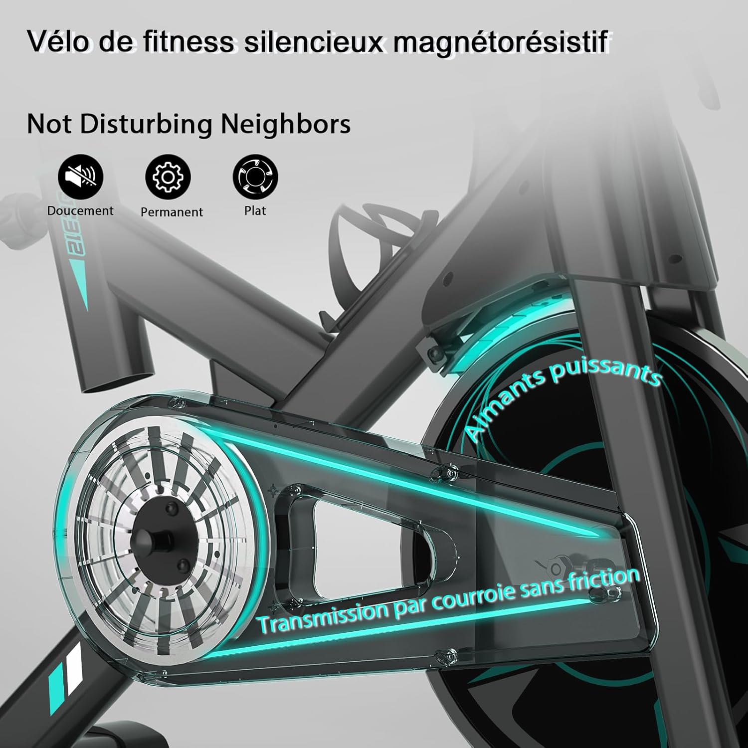 Wenoker Vélo d'Appartement Spinning, Résistance Magnétique Ajustable, Vélo d'Exercice à Siège Confortable et Écran, Entrainement Cardio Home Trainer, capacité de charge de 160 kg