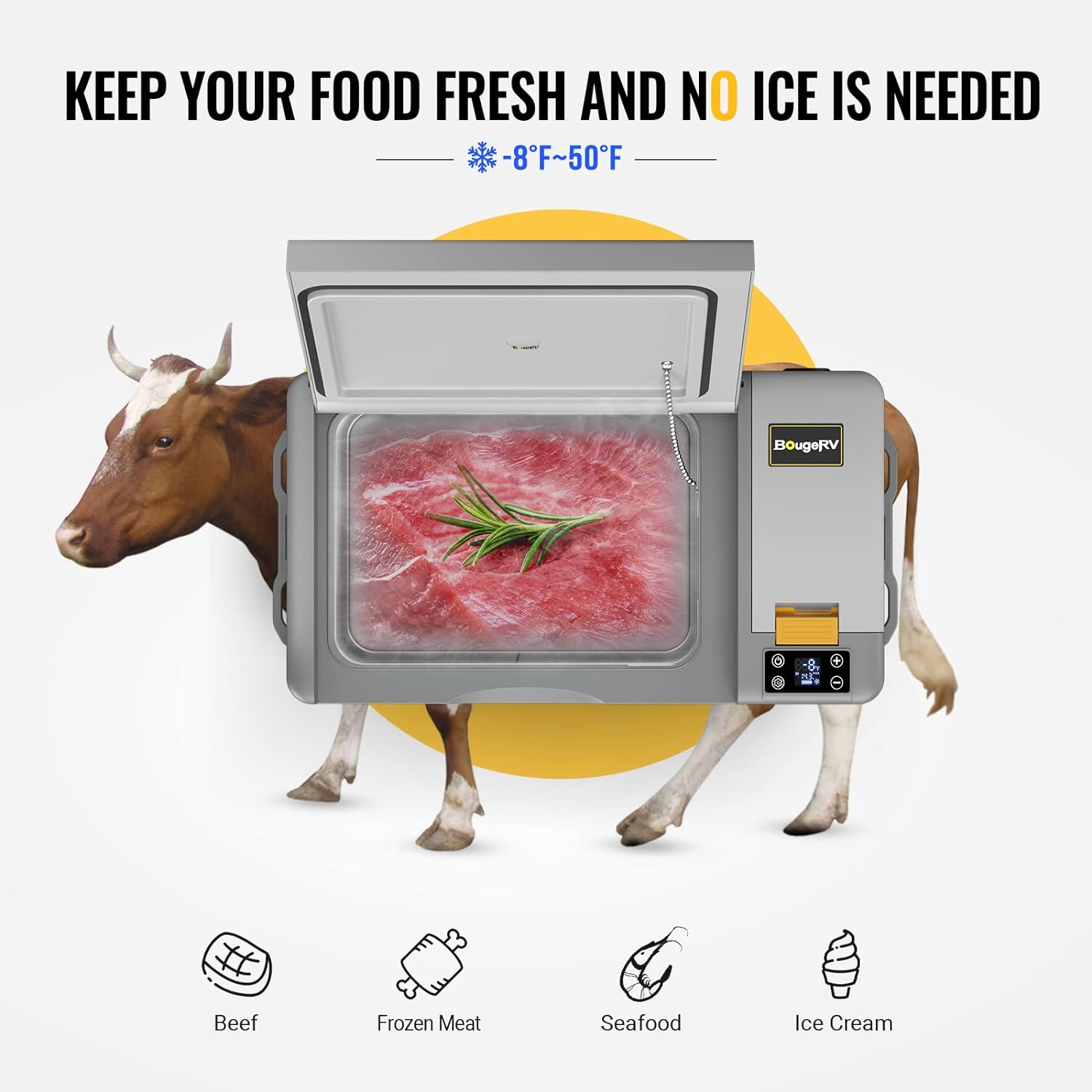 BougeRV CRPRO Glacière à Compression, Frigo Voiture 20 litres(-22℃~10℃), 12/24V DC &110-240V AC Glaciere Voiture, Frigo Compression 12v, pour voiture, camping, voyage