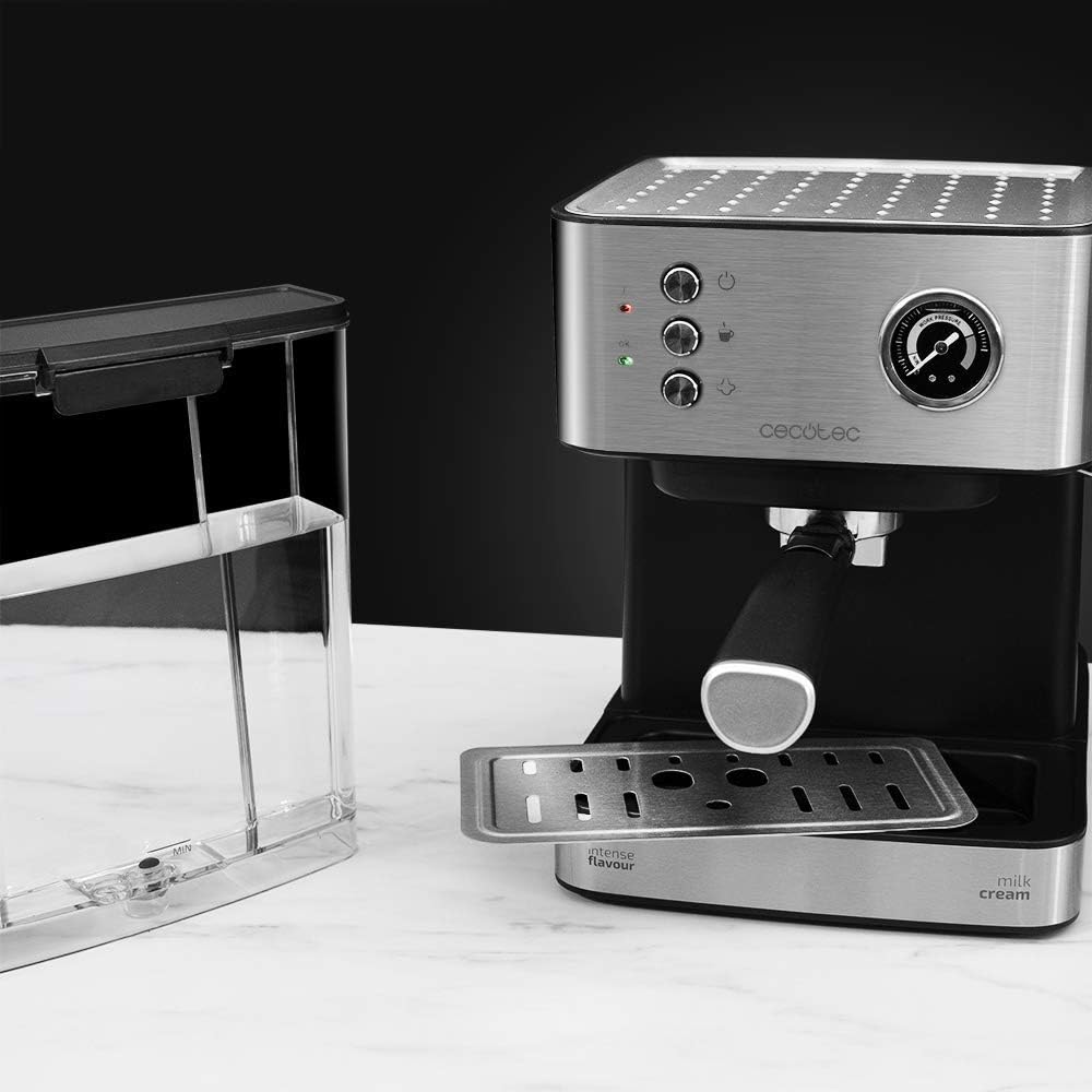 Cecotec Machine à café Express Power Espresso 20 Barista Cream. 2 Thermoblocks, 20Bars, Manomètre, Mode Auto pour 1 et 2 Café(s), Buse vapeur Orientable, Conduit pour Infusions, 2900W.