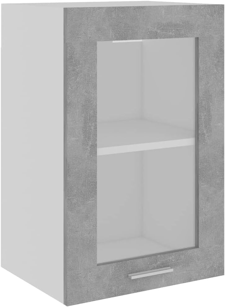 vidaXL Armoire à Micro-Ondes Placard Armoire de Rangement Meubles de Cuisine avec 4 Etagères Intérieur Maison Gris Béton 60x57x207 cm Aggloméré
