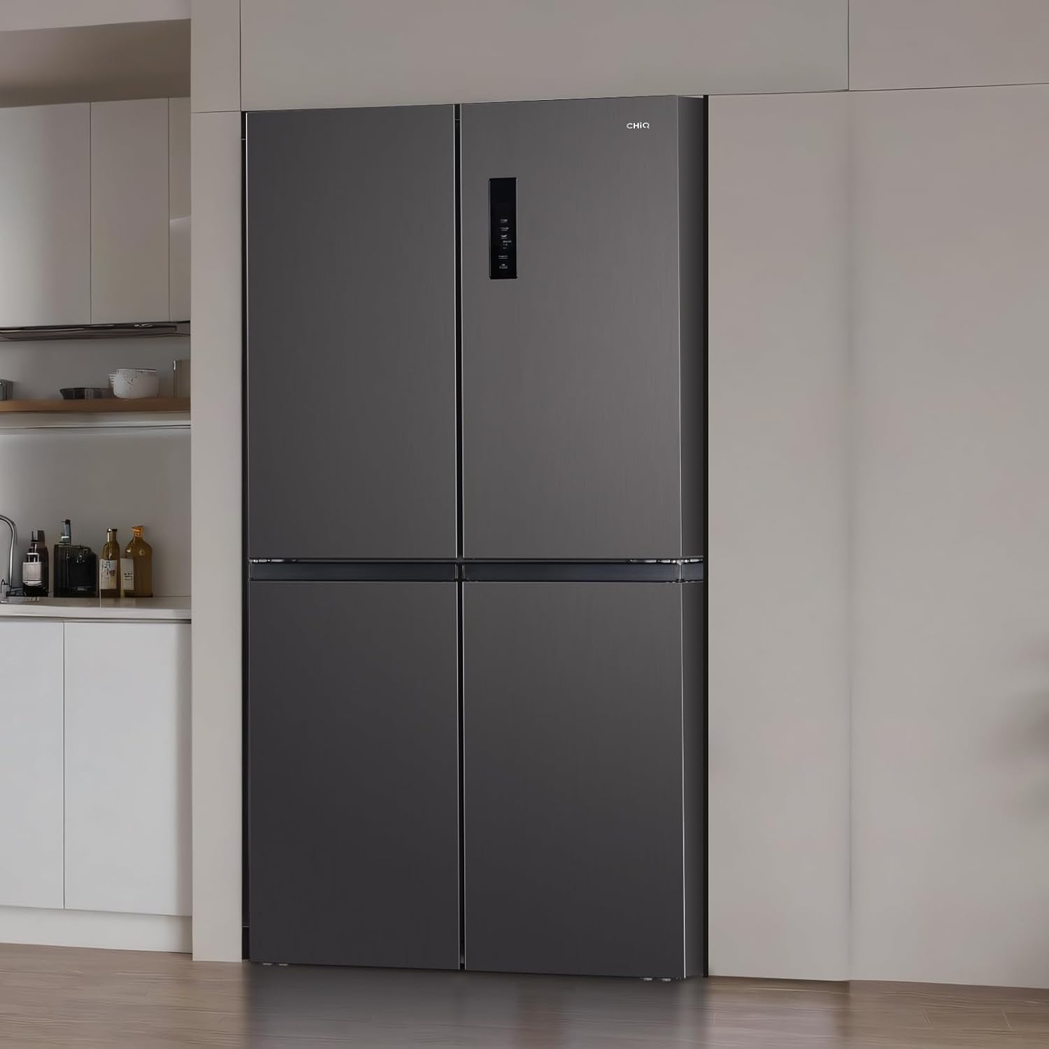 CHIQ Réfrigérateur autoportant 317L à Inverter, 322 l, sans givre, flux d'air multiple, congélation rapide, électronique tactile, compresseur avec garantie de 12 ans, efficacité améliorée, noir