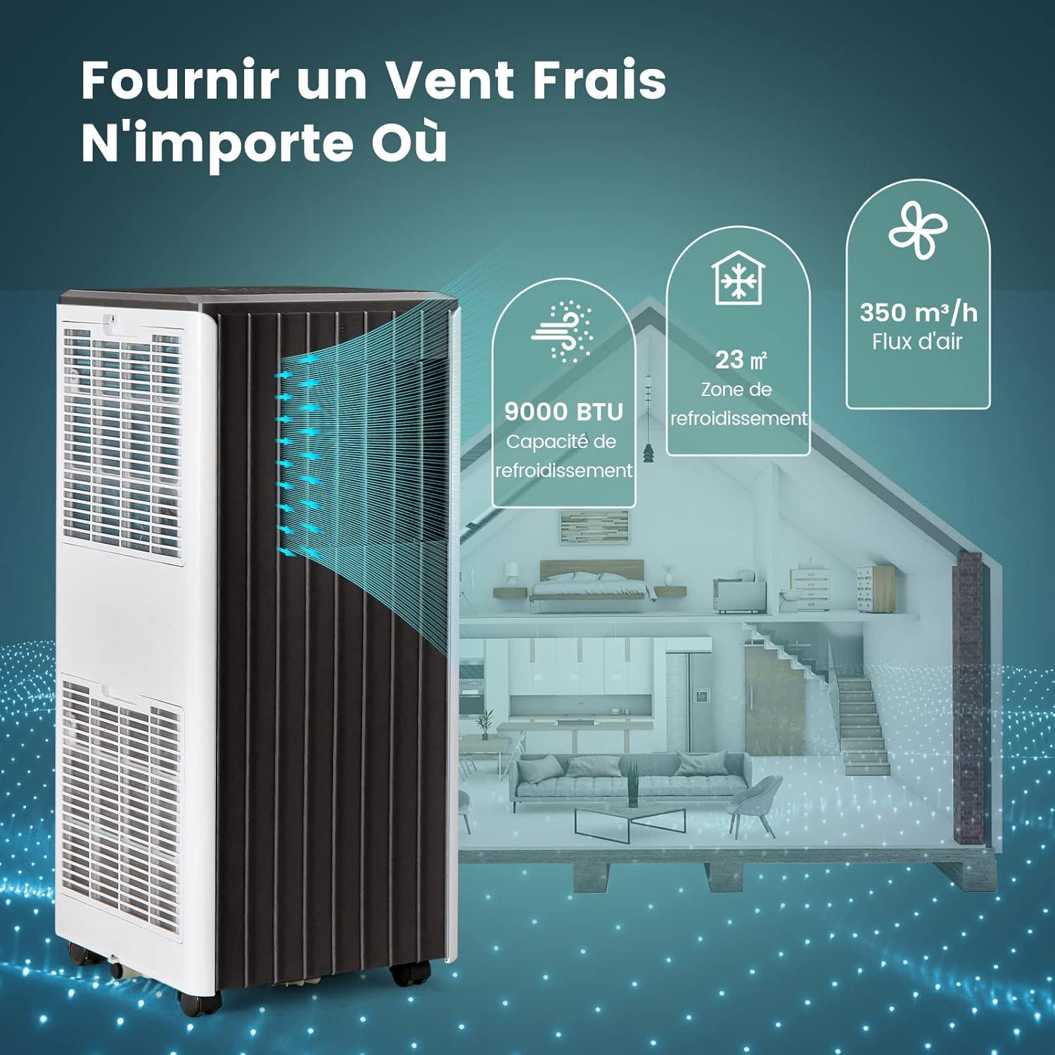 COSTWAY Climatiseur Mobile Silencieux 16000BTU, 5 EN 1,Refroidissement,Chauffage,Ventilateur,Déshumidificateur,Mode Nuit,Climatisation Rapide,Clim Mobile