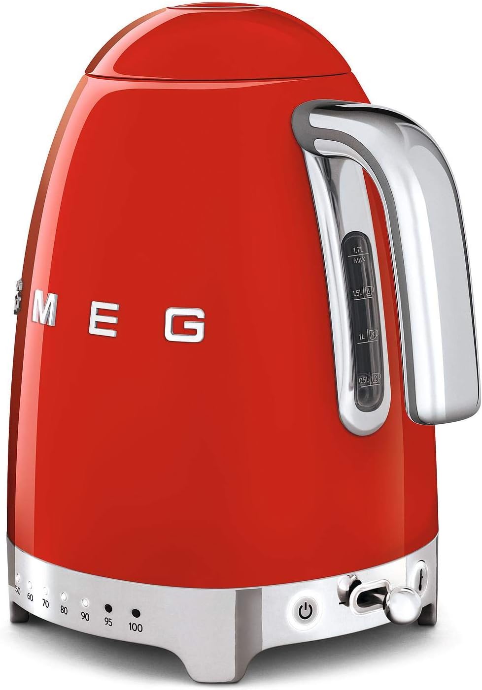 Smeg, Bouilloire à Température Variable KLF04RDEU 1,7 L, Plusieurs Température, Filtre Anticalcaire Lavable, Arrêt Automatique de Sécurité, Indicateur de Niveau d'Eau, Range Câble, 2400W, Rouge