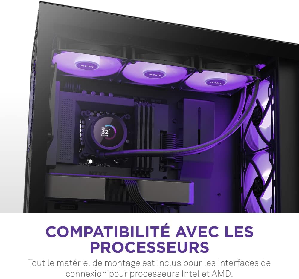 NZXT Kraken Elite 280 RGB - Refroidisseur de liquide CPU AIO - Radiateur 280mm - Ventilateur F280 RGB - IPS LCD 2,72 personnalisable - Turbine Pump - LGA 1700 1200 115X 1851 / AM5 AM4 - Noir