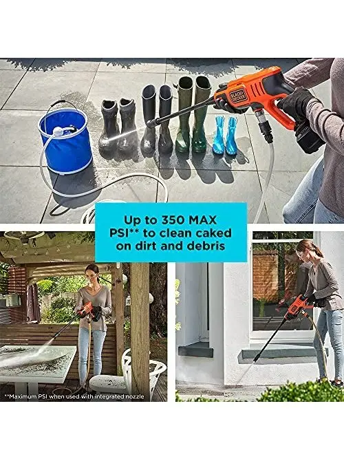 BLACK+DECKER 20V MAX Pressure Washer, 350 PSI (BCPW350C1)