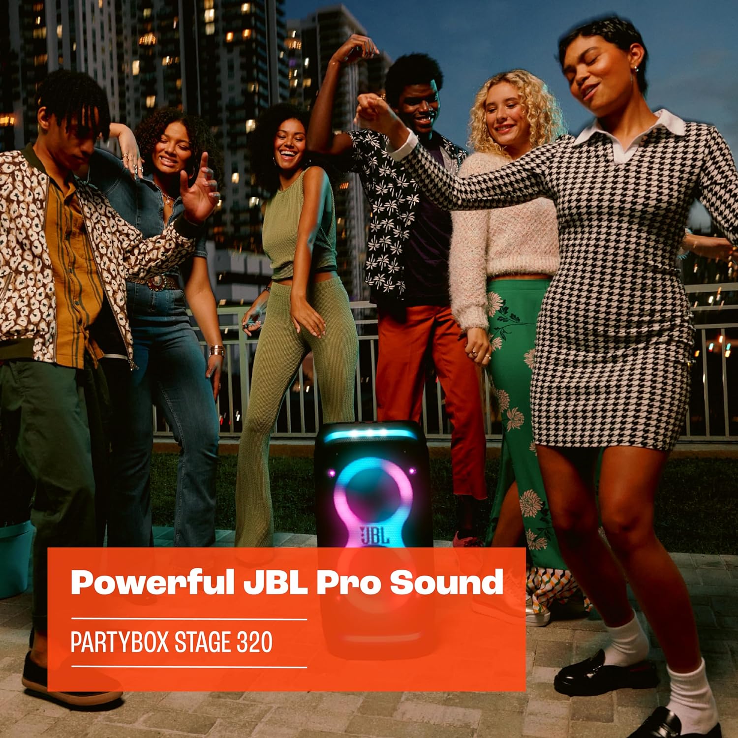 JBL PartyBox Club 120, Enceinte portable de soirée, poignée pliable ergonomique, jeu de lumières, 12 heures d'autonomie, résistante aux éclaboussures IPX4, noir, Prise européenne (Type C)