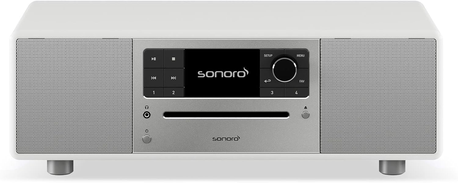 sonoro Prestige Chaîne Hi-FI (Radio FM/Dab+/Internet, Lecteur CD, AUX, Bluetooth, Deezer, Spotify) Argent