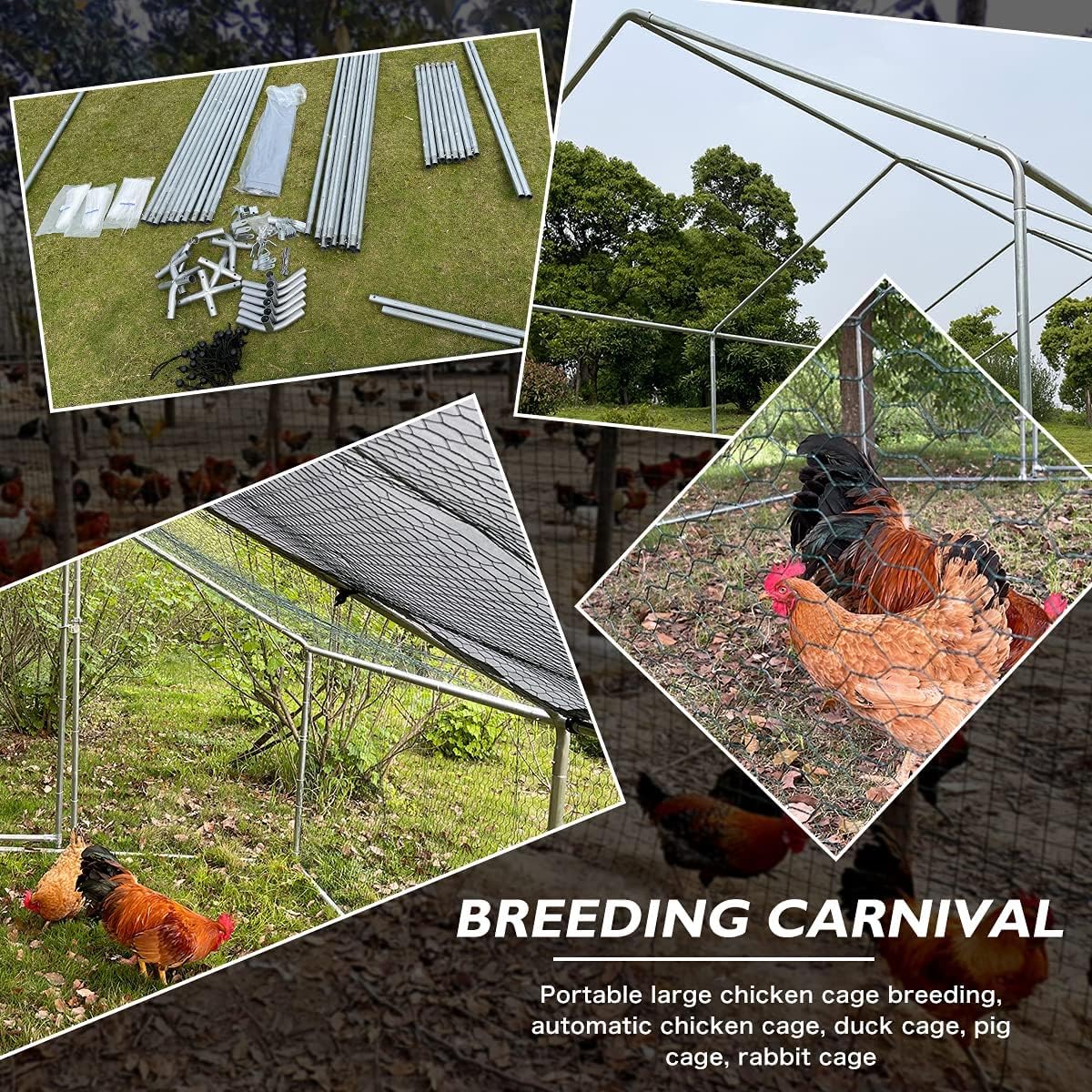 Large Metal Chicken Coop Walk-in Poultry Cage