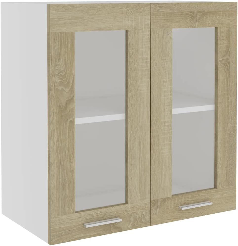 vidaXL Armoire à Micro-Ondes Placard Armoire de Rangement Meubles de Cuisine avec 4 Etagères Intérieur Maison Gris Béton 60x57x207 cm Aggloméré