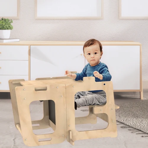 Tour d'observation Montessori - 3 en 1 Ajustable en Hauteur - Tableau dessin - Table d'activités