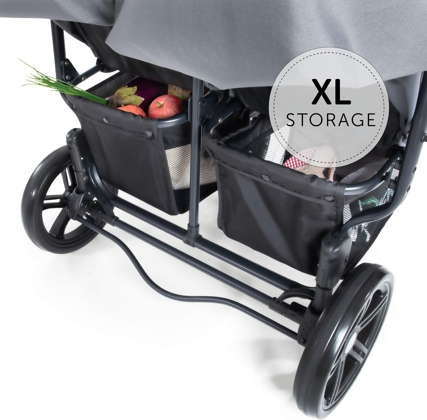 hauck Poussette Double Roadster Duo SLX, de la Naissance à 15 kg Chacun (env 3 Ans), Inclinable, Pliable, Compact, Panier XL, Grandes Roues, Gris Argenté