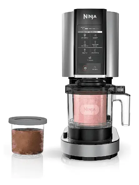 Ninja NC301 CREAMi Ice Cream Maker, for Gelato, Mix-ins, Milkshakes, Sorbet, Smoothie Bowls & More, 7 One-Touch Programs, with (2) Pint Containers & Lids, Compact Size, Perfect for Kids, Silver