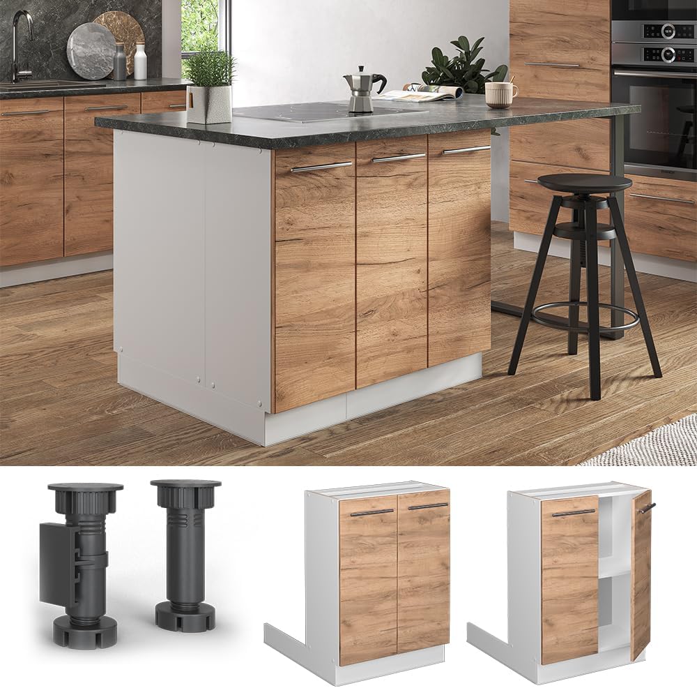 Vicco Meuble pour Four Fame-Line, Blanc Haute Brillance/Blanc, 60 cm avec étagères Ouvertes