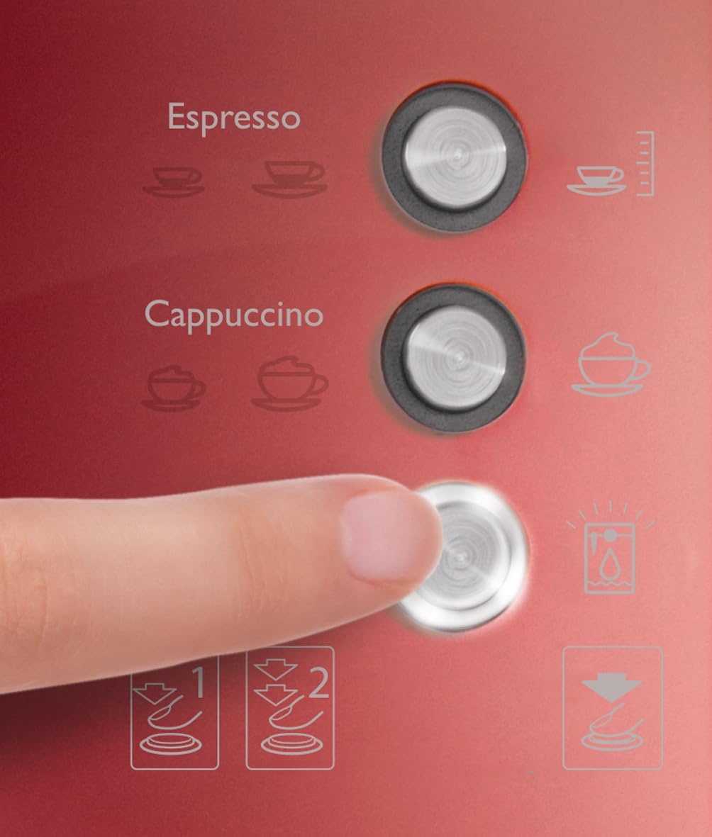 Breville Prima Latte 3-in-1 machine à café espresso, latte et cappuccino | pompe professionnelle 15 bars et mousseur à lait | rouge