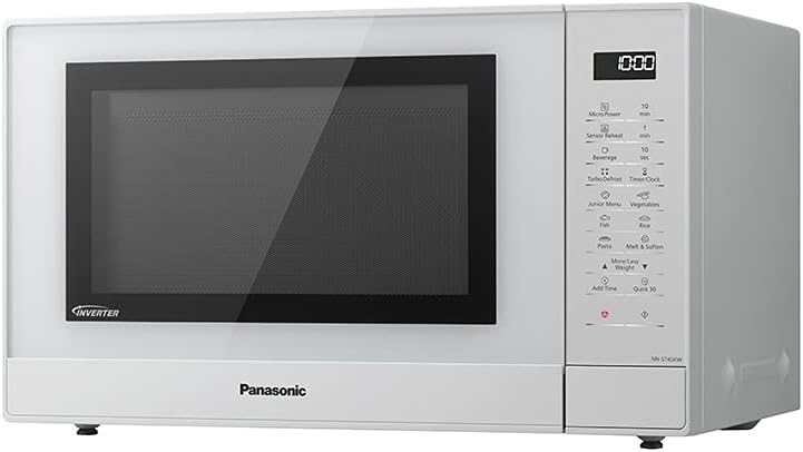 Panasonic NN-GT46KBSUG Four à Micro-ondes et Gril avec Plateau Tournant, 31 litres, Aacier Inoxydable, 1000 W, GrilL 1100 W, 24 Programmes Auto, Écran LCD, Capteur Genius, Menu Junior, Noir
