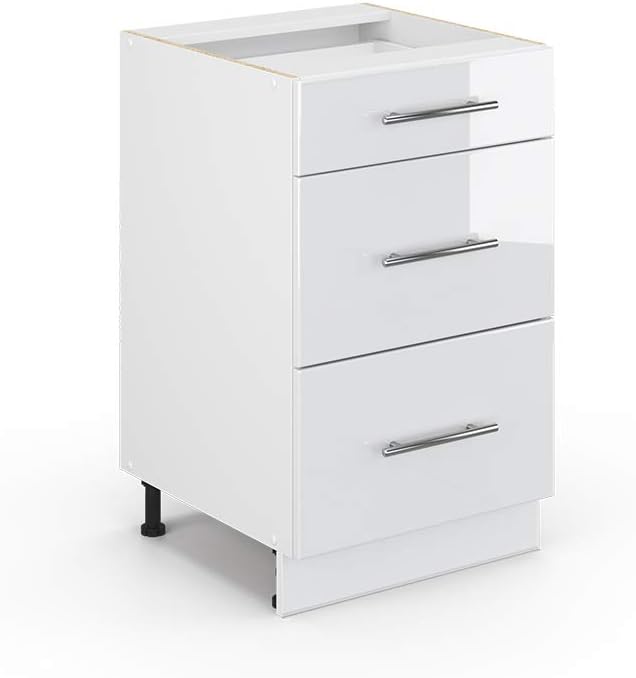 Vicco Meuble pour Four Fame-Line, Blanc Haute Brillance/Blanc, 60 cm avec étagères Ouvertes