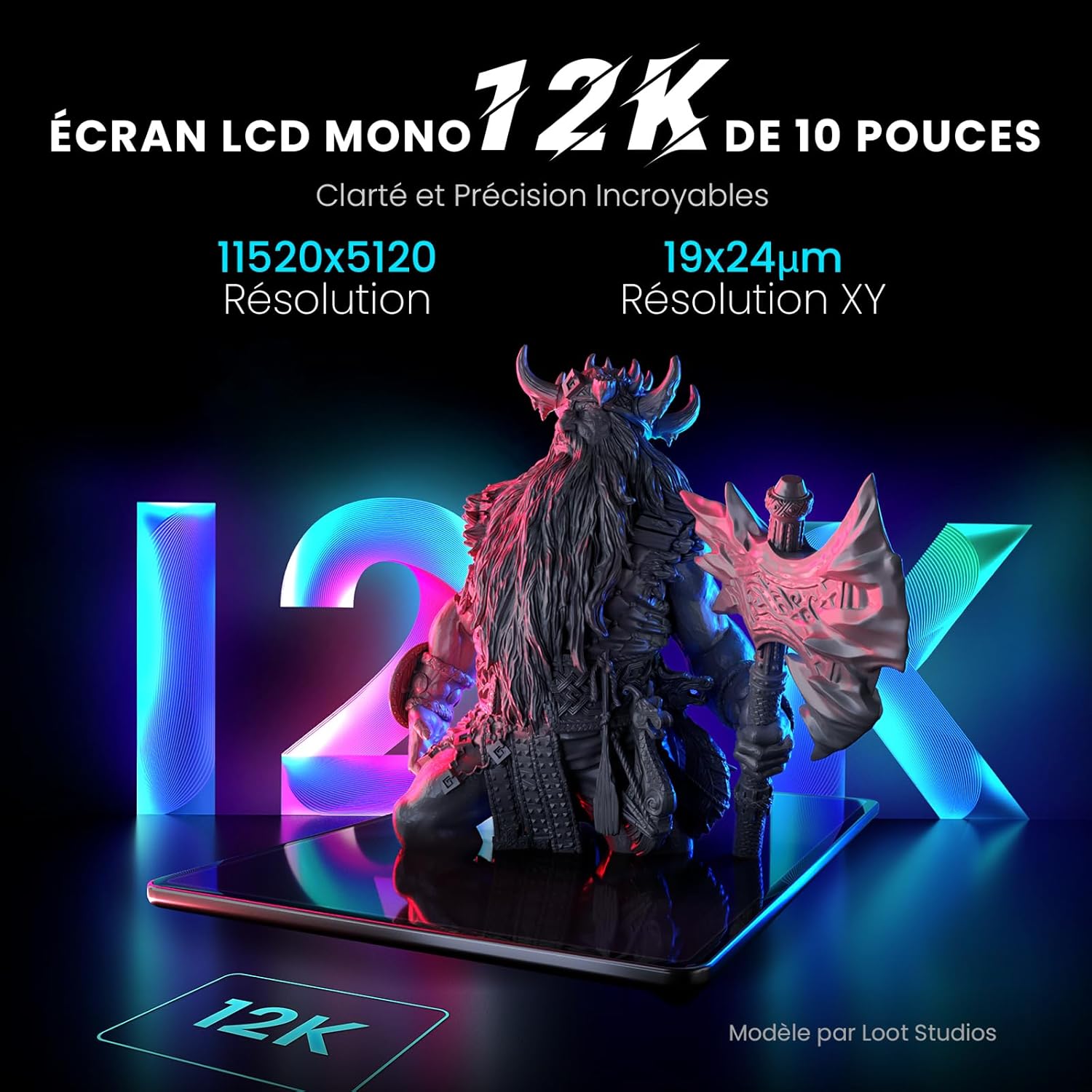 ELEGOO Saturn 4 Ultra Imprimante 3D Résine, LCD Mono 12K de 10 Pouces, Haute Vitesse de 150 mm/h, Nivellement Automatique et Intelligente, Transfert WiFi, Taille d'impression 218,88x122,88x220 mm³