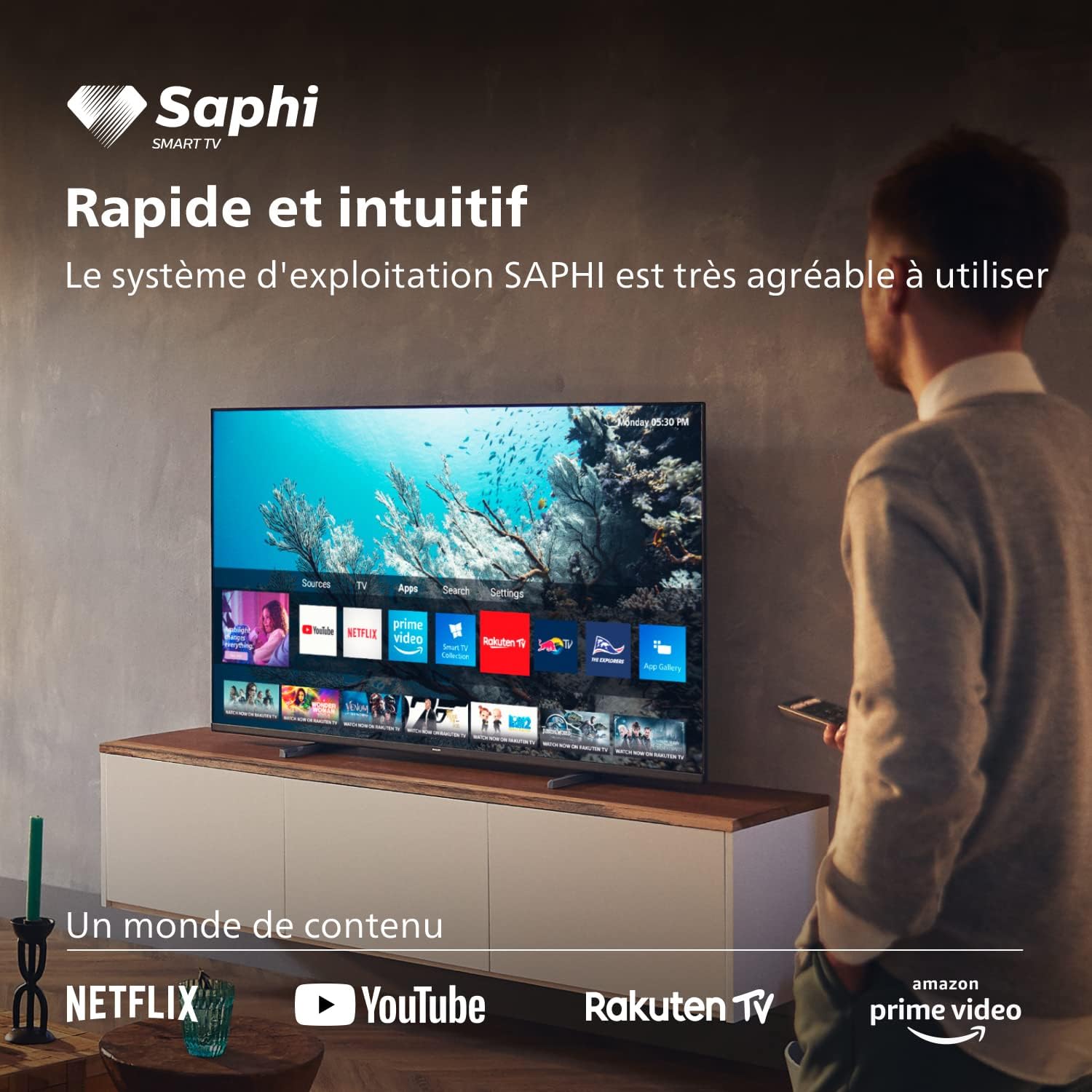 Philips 50PUS7609 Smart TV LED 4K - Écran 50 Pouces avec Plate-Forme Pixel Precise Ultra HD Titan OS et Son Dolby Atmos, Fonctionne avec Alexa et l’Assistant Vocal Google - Gris Anthracite