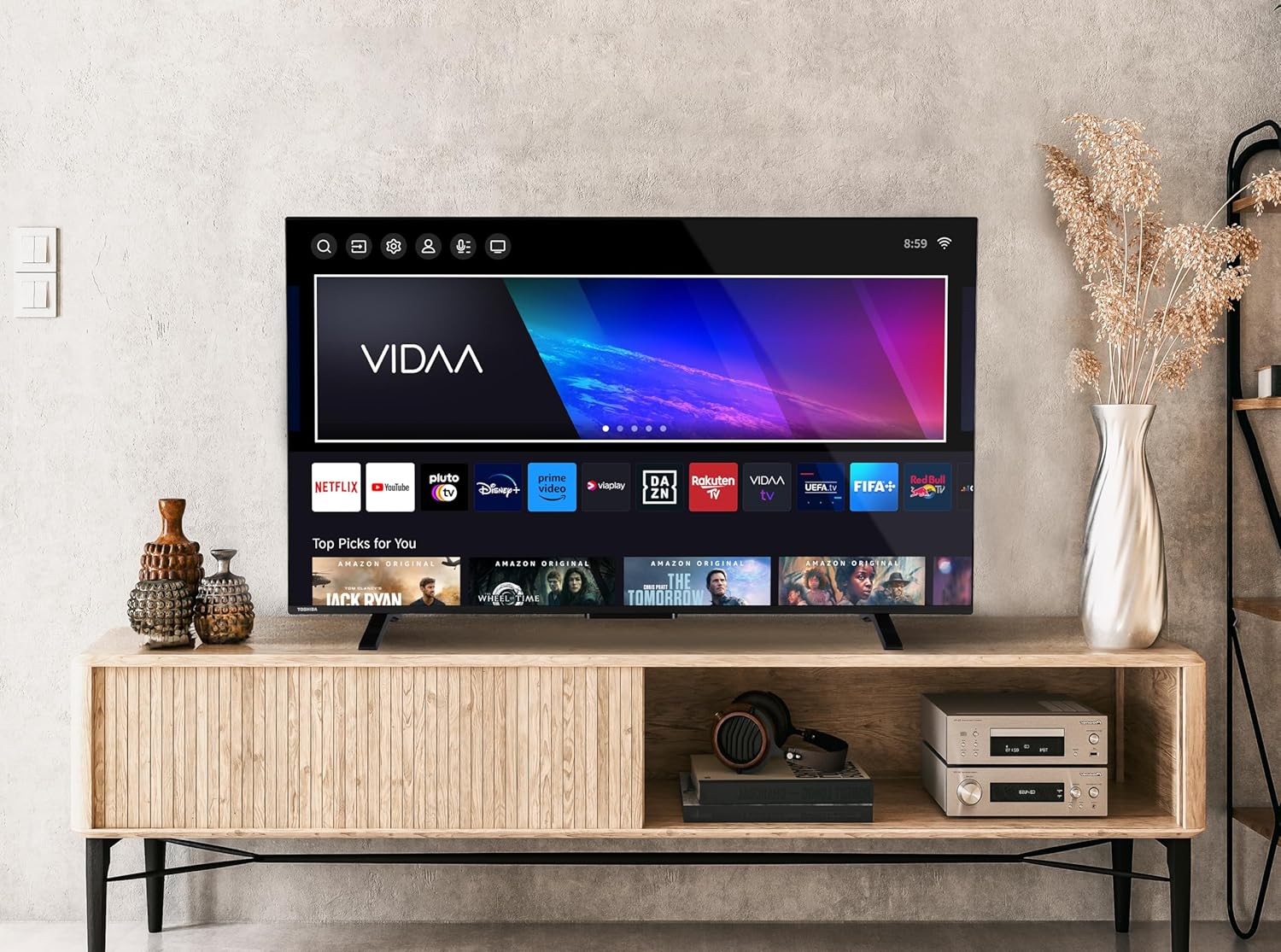 Toshiba Smart VIDAA TV 40 Full HD 40LV2E63DA TV 40 pouces, TV LED compatible avec Alexa, DVB-T2, technologie LED, HDMI 2.1