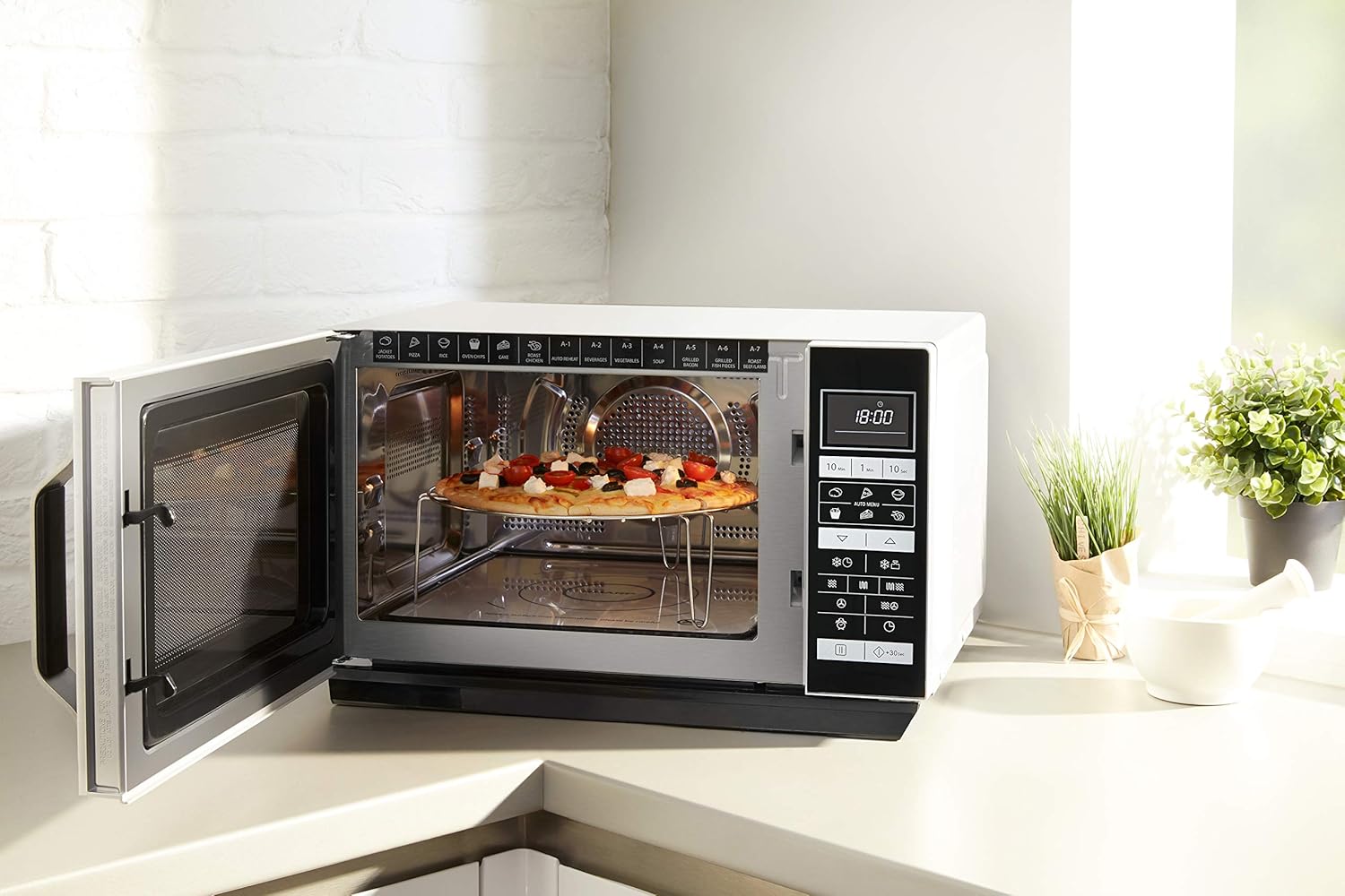 Sharp R-860S Micro-ondes Combiné 25 litres à plateau fixe - Argent