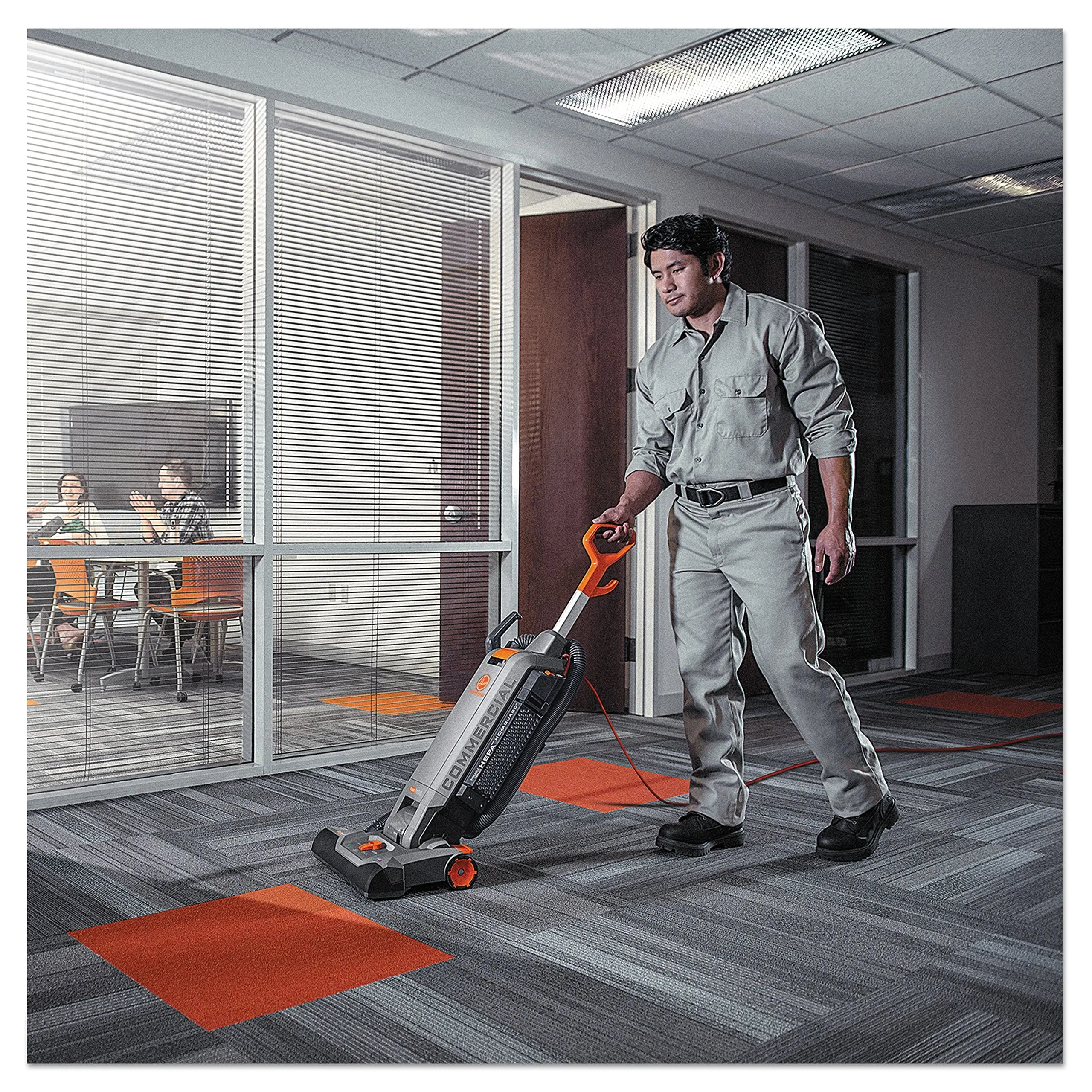 Hoover Commercial HushTone Upright Vacuum Cleaner, 15 inches with Intellibelt, For Carpet and Hard Floors, CH54115, Gray
