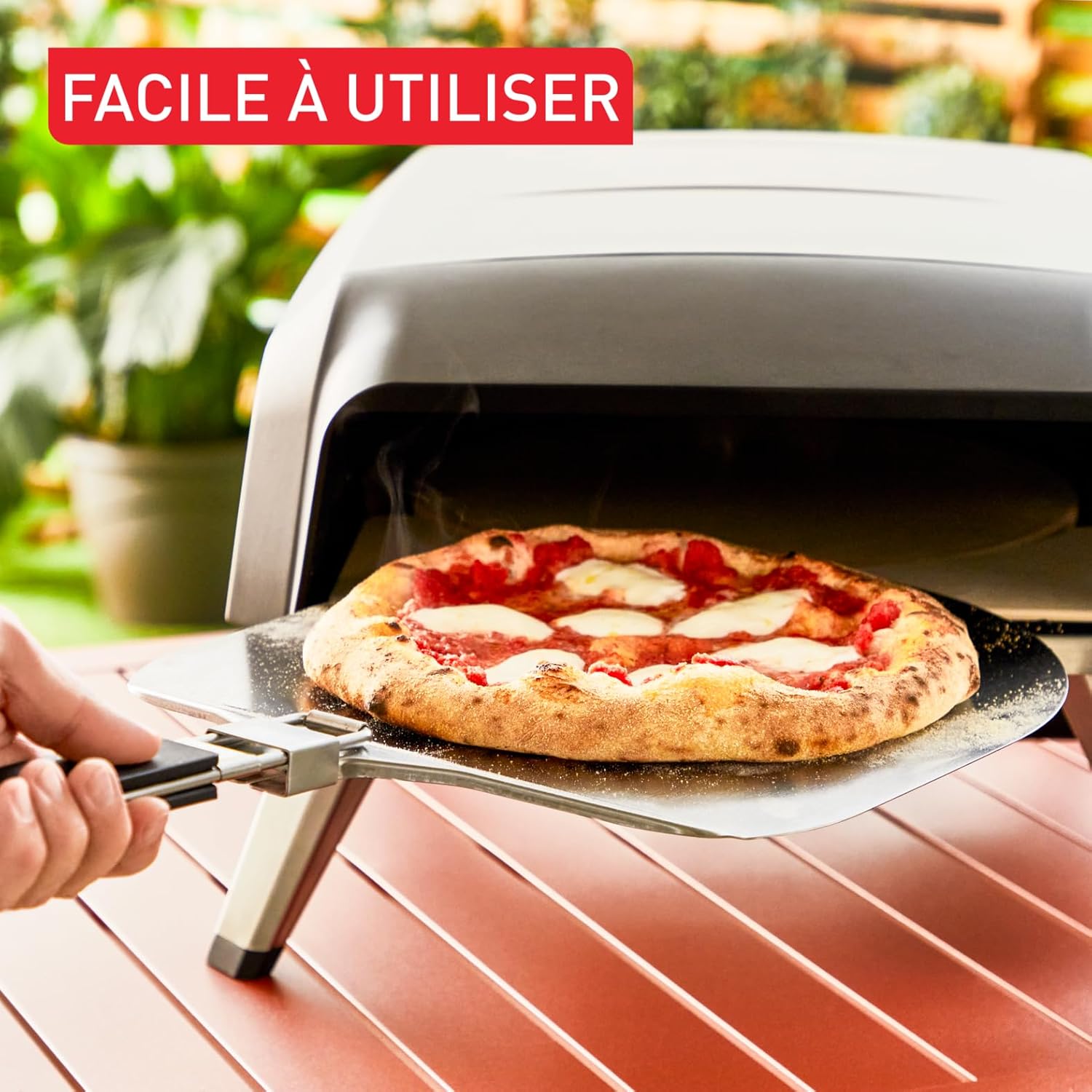 Tefal Pizza Pronto, Four à pizza maison, Four à pizza à gaz, Pierre rotative à 360° à l'intérieur, Pizza de 30 cm max, Cuisson Rapide, Application gratuite JM412010